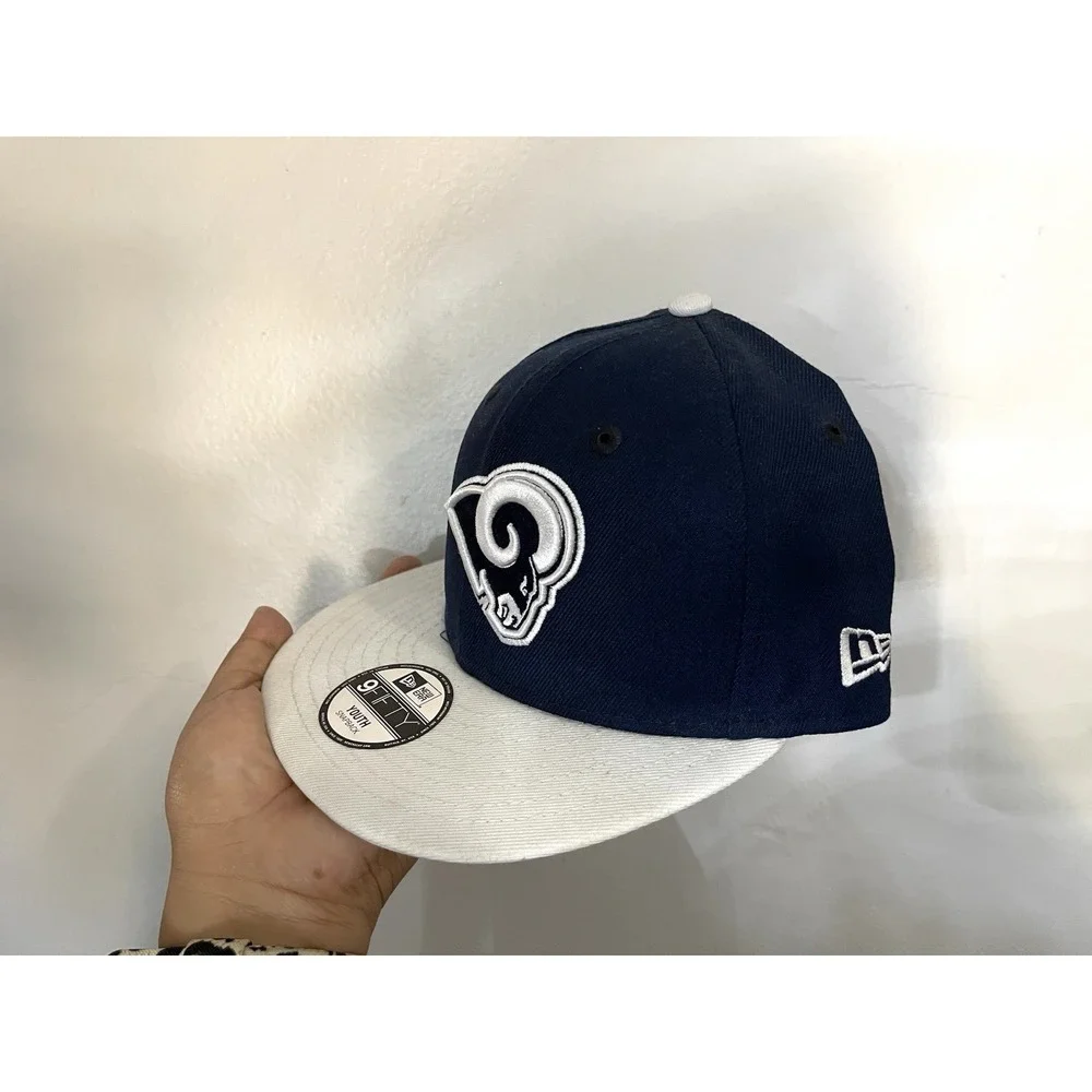 New Era Los Angeles Rams 9Fifty Navy‎ White Logo Adjustable Snapback Hat Youth